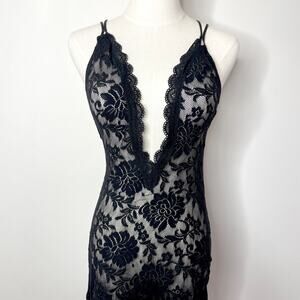 Victoria Secret Sheer Lace Slip Maxi Dress Womens S Whimsigoth Dark Fairy Witchy